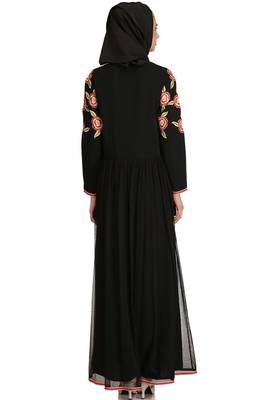 MyBatua Black Polyester Arabian Style Islamic Wear For Women Muslim Abaya With Hijab 3