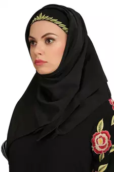 MyBatua Black Polyester Arabian Style Islamic Wear For Women Muslim Abaya With Hijab