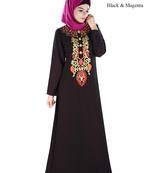 MyBatua Black Polyester Arabian Style Islamic Wear For Women Muslim Abaya With Hijab