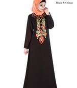 MyBatua Black Polyester Arabian Style Islamic Wear For Women Muslim Abaya With Hijab