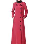 MyBatua Pink Polyester Arabian Style Islamic Wear For Women Muslim Abaya With Hijab