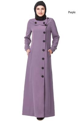 MyBatua Purple Polyester Arabian Style Islamic Wear For Women Muslim Abaya With Hijab 1
