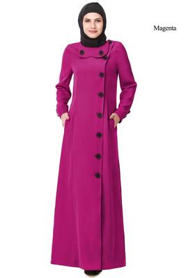 MyBatua Magenta Polyester Arabian Style Islamic Wear For Women Muslim Abaya With Hijab 1