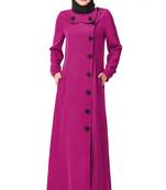 MyBatua Magenta Polyester Arabian Style Islamic Wear For Women Muslim Abaya With Hijab