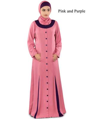 MyBatua Pink Rayon Arabian Style Islamic Wear For Women Muslim Abaya With Hijab 1