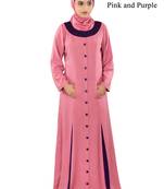 MyBatua Pink Rayon Arabian Style Islamic Wear For Women Muslim Abaya With Hijab