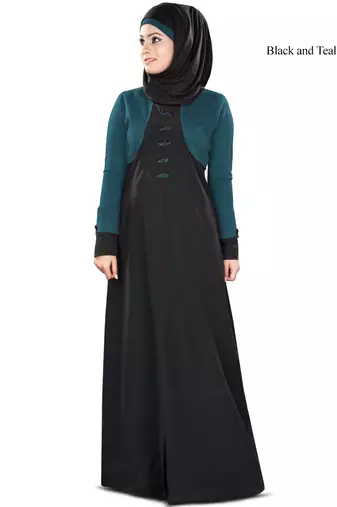 MyBatua Multicolor Kashibo Arabian Style Islamic Wear For Women Muslim Abaya With Hijab