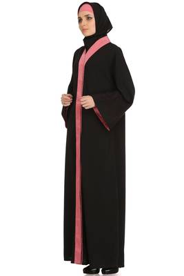 MyBatua Black Polyester Islamic Wear For Women Arabian Style Muslim Abaya With Hijab 2
