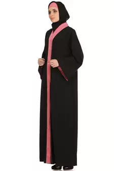 MyBatua Black Polyester Islamic Wear For Women Arabian Style Muslim Abaya With Hijab