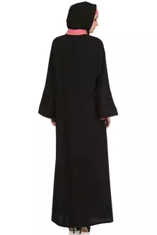 MyBatua Black Polyester Islamic Wear For Women Arabian Style Muslim Abaya With Hijab