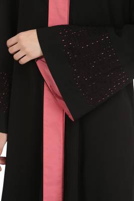 MyBatua Black Polyester Islamic Wear For Women Arabian Style Muslim Abaya With Hijab 4
