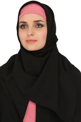 MyBatua Black Polyester Islamic Wear For Women Arabian Style Muslim Abaya With Hijab 5