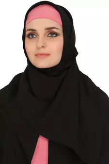 MyBatua Black Polyester Islamic Wear For Women Arabian Style Muslim Abaya With Hijab