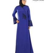 MyBatua Blue Poly Crepe Islamic Wear For Women Arabian Style Muslim Abaya With Hijab