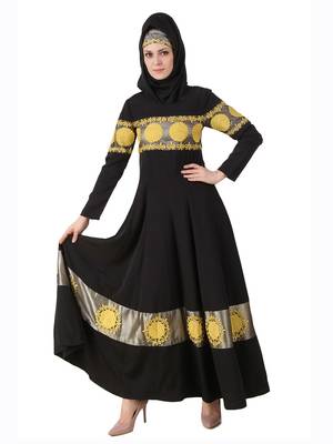 MyBatua Black Polyester Islamic Wear For Women Arabian Style Muslim Abaya With Hijab 1