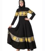 MyBatua Black Polyester Islamic Wear For Women Arabian Style Muslim Abaya With Hijab