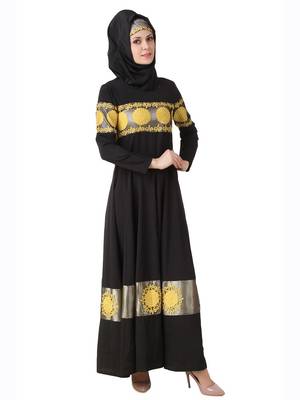 MyBatua Black Polyester Islamic Wear For Women Arabian Style Muslim Abaya With Hijab 2