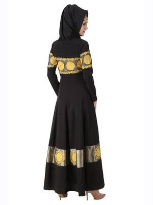 MyBatua Black Polyester Islamic Wear For Women Arabian Style Muslim Abaya With Hijab 3