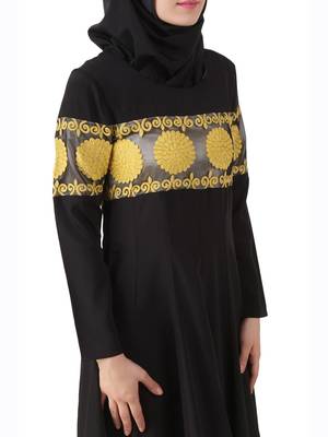 MyBatua Black Polyester Islamic Wear For Women Arabian Style Muslim Abaya With Hijab 4
