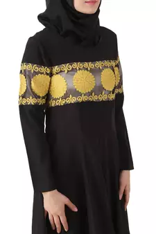 MyBatua Black Polyester Islamic Wear For Women Arabian Style Muslim Abaya With Hijab