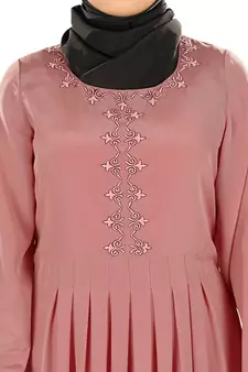 MyBatua Peach Polyester Islamic Wear For Women Arabian Style Muslim Abaya With Hijab