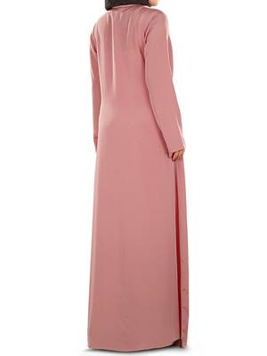 MyBatua Peach Polyester Islamic Wear For Women Arabian Style Muslim Abaya With Hijab 4