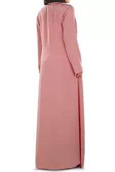 MyBatua Peach Polyester Islamic Wear For Women Arabian Style Muslim Abaya With Hijab