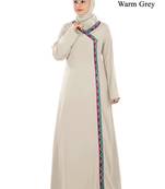 MyBatua Grey Poly Crepe Islamic Wear For Women Arabian Style Muslim Abaya With Hijab