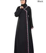 MyBatua Black Poly Crepe Islamic Wear For Women Arabian Style Muslim Abaya With Hijab