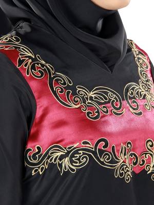 MyBatua Black Poly Crepe Islamic Wear For Women Arabian Style Muslim Abaya With Hijab 2