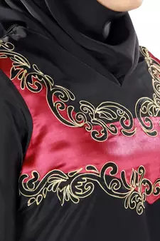 MyBatua Black Poly Crepe Islamic Wear For Women Arabian Style Muslim Abaya With Hijab