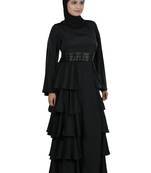 MyBatua Black Polyester Islamic Wear For Women Arabian Style Muslim Abaya With Hijab