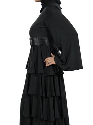 MyBatua Black Polyester Islamic Wear For Women Arabian Style Muslim Abaya With Hijab 2