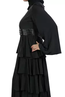 MyBatua Black Polyester Islamic Wear For Women Arabian Style Muslim Abaya With Hijab