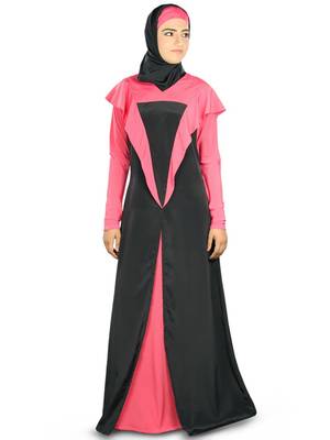 MyBatua Multicolor Poly Crepe Islamic Wear For Women Arabian Style Muslim Abaya With Hijab 1