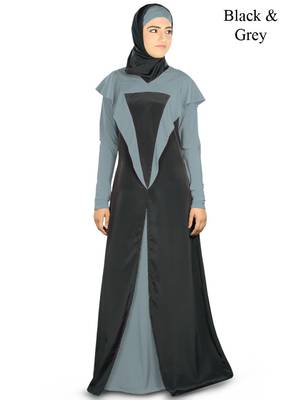 MyBatua Multicolor Poly Crepe Islamic Wear For Women Arabian Style Muslim Abaya With Hijab 1