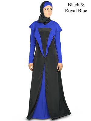 MyBatua Multicolor Poly Crepe Islamic Wear For Women Arabian Style Muslim Abaya With Hijab 1