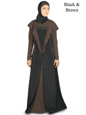 MyBatua Multicolor Poly Crepe Islamic Wear For Women Arabian Style Muslim Abaya With Hijab 1