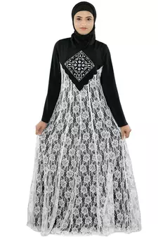 MyBatua Multicolor Poly Crepe Islamic Wear For Women Arabian Style Muslim Abaya With Hijab