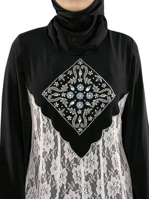 MyBatua Multicolor Poly Crepe Islamic Wear For Women Arabian Style Muslim Abaya With Hijab 4