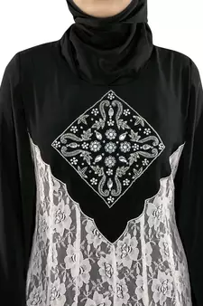 MyBatua Multicolor Poly Crepe Islamic Wear For Women Arabian Style Muslim Abaya With Hijab