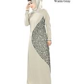 MyBatua Grey Poly Crepe Islamic Wear For Women Arabian Style Muslim Abaya With Hijab