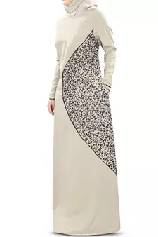 MyBatua Grey Poly Crepe Islamic Wear For Women Arabian Style Muslim Abaya With Hijab