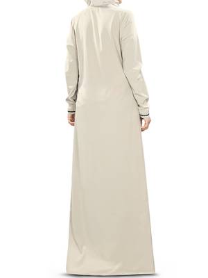 MyBatua Grey Poly Crepe Islamic Wear For Women Arabian Style Muslim Abaya With Hijab 4