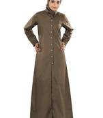 MyBatua Beige Cotton Islamic Wear For Women Arabian Style Muslim Abaya With Hijab