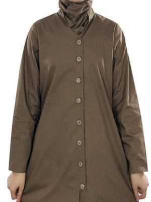 MyBatua Beige Cotton Islamic Wear For Women Arabian Style Muslim Abaya With Hijab 2