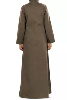 MyBatua Beige Cotton Islamic Wear For Women Arabian Style Muslim Abaya With Hijab