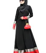 MyBatua Black Poly Crepe Islamic Wear For Women Arabian Style Muslim Abaya With Hijab