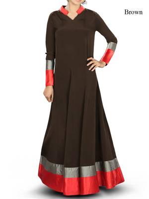 MyBatua Brown Poly Crepe Islamic Wear For Women Arabian Style Muslim Abaya With Hijab 1