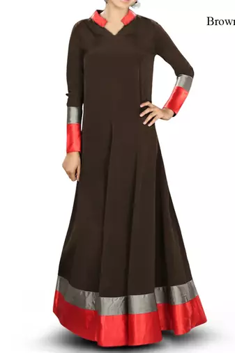 MyBatua Brown Poly Crepe Islamic Wear For Women Arabian Style Muslim Abaya With Hijab